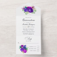 Mardi Gras Waterverf Floral Quinceañera