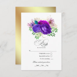 Mardi Gras Waterverf Floral Quinceañera RSVP Kaartje