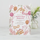 Mardi Gras Waterverf Kaart (Staand voorkant)