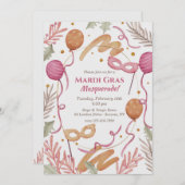 Mardi Gras Waterverf Kaart (Voorkant / Achterkant)