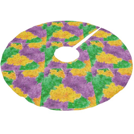 Mardi Gras Waterverf Pointillize Camouflage Kerstboom Rok (Gekanteld)