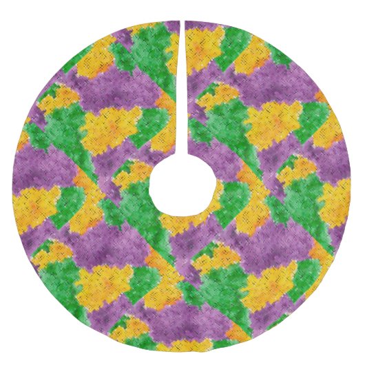 Mardi Gras Waterverf Pointillize Camouflage Kerstboom Rok (Voorkant)