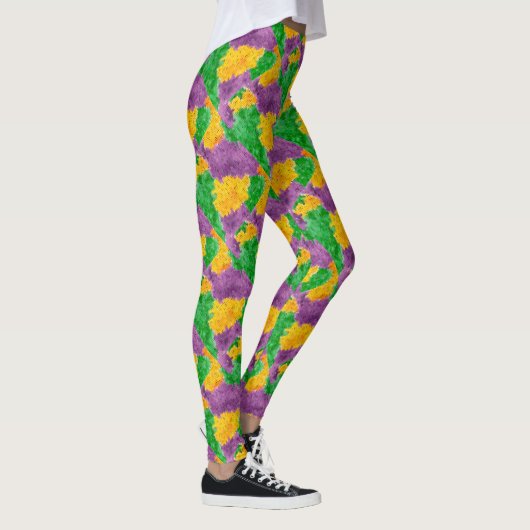 Mardi Gras Waterverf Pointillize Camouflage Leggings (Rechts)