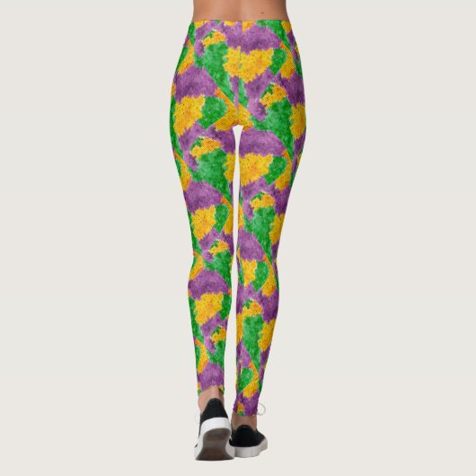 Mardi Gras Waterverf Pointillize Camouflage Leggings (Achterkant)