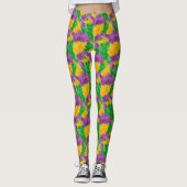 Mardi Gras Waterverf Pointillize Camouflage Leggings (Voorkant)
