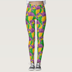 Mardi Gras Waterverf Pointillize Camouflage Leggings