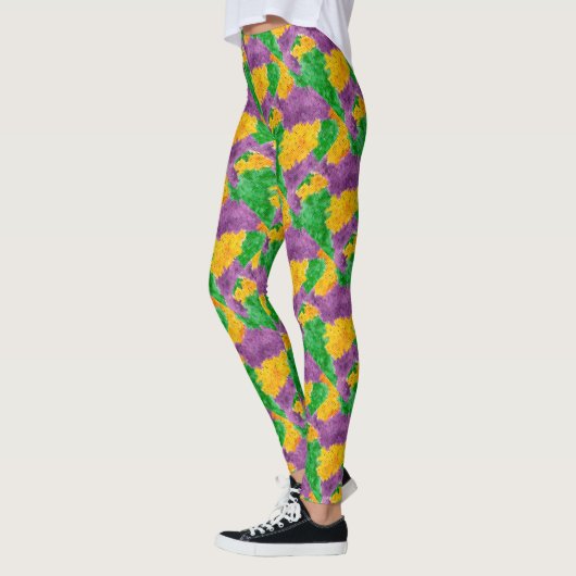 Mardi Gras Waterverf Pointillize Camouflage Leggings (Links)