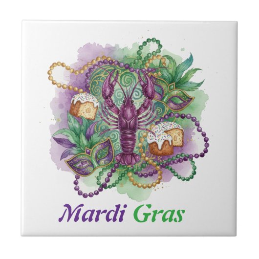 Mardi Gras-waterverfviering Tegeltje (Voorkant)
