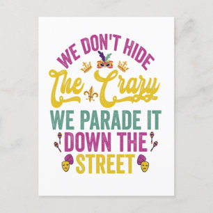 Mardi Gras We verbergen de gekte niet We paraderen Uitnodiging Briefkaart