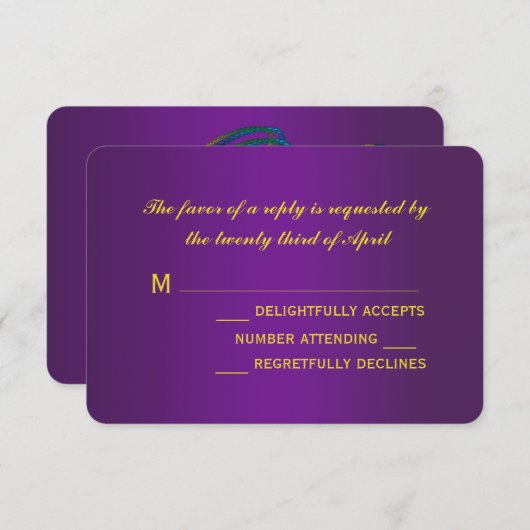 Mardi Gras Wedding RSVP Kaarten (Voorkant / Achterkant)