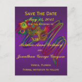 Mardi Gras Wedding SAVE THE DATE Briefkaarten (Voorkant)