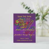 Mardi Gras Wedding SAVE THE DATE Briefkaarten (Staand voorkant)