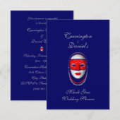 "Mardi Gras Wedding Shower" Kralen Masker-Rood/Bla Kaart (Voorkant / Achterkant)