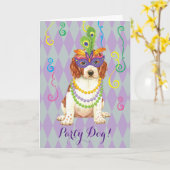 Mardi Gras Welsh Springer Spaniel Kaart (Gele Bloem)