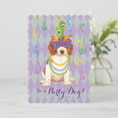Mardi Gras Welsh Springer Spaniel Kaart (Staand voorkant)