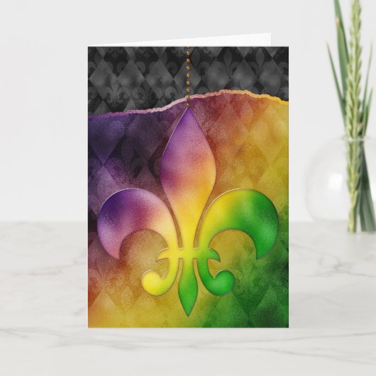 Mardi Gras Wenskaart, Mardi Gras Fleur de Lis Kaart (Voorkant)