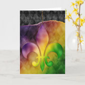 Mardi Gras Wenskaart, Mardi Gras Fleur de Lis Kaart (Gele Bloem)