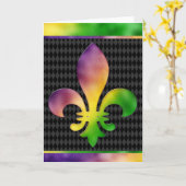 Mardi Gras Wenskaart, Mardi Gras Fleur de Lis Kaart (Gele Bloem)