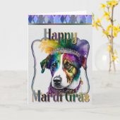 Mardi Gras Wenskaart, Mardi Gras Jack Russell Kaart (Gele Bloem)