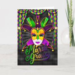 Mardi Gras Wenskaart, Mardi Gras Jester Masker Kaart