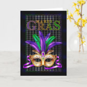 Mardi Gras Wenskaart, Mardi Gras Masker Kaart (Gele Bloem)