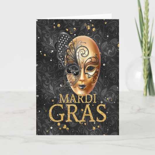 Mardi Gras Wenskaart, Mardi Gras Masker Kaart (Voorkant)