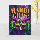Mardi Gras Wenskaart, Mardi Gras Masker Kaart (Gele Bloem)