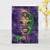 Mardi Gras Wenskaart, Mardi Gras Masker Kaart (Gele Bloem)