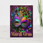 Mardi Gras Wenskaart, Mardi Gras Masker Kaart (Voorkant)