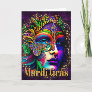 Mardi Gras Wenskaart, Mardi Gras Masker Kaart