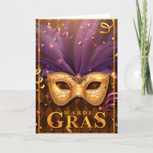Mardi Gras Wenskaart, Mardi Gras Masker Kaart (Voorkant)