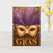 Mardi Gras Wenskaart, Mardi Gras Masker Kaart (Gele Bloem)