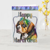 Mardi Gras Wenskaart, Mardi Gras St Bernard Kaart (Gele Bloem)