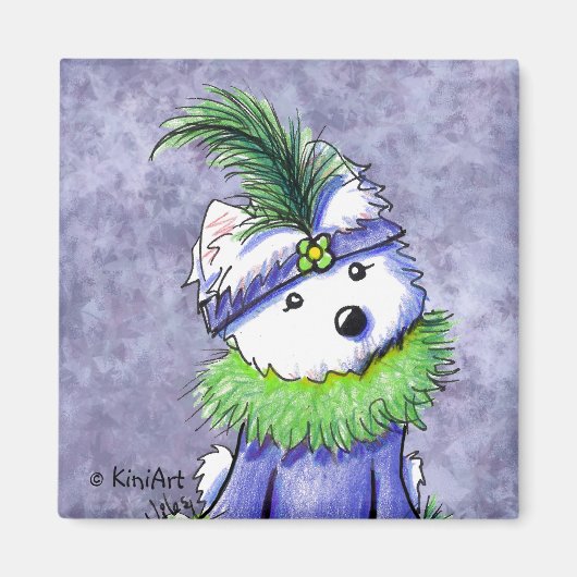 Mardi Gras Westie Magnet (Voorkant)