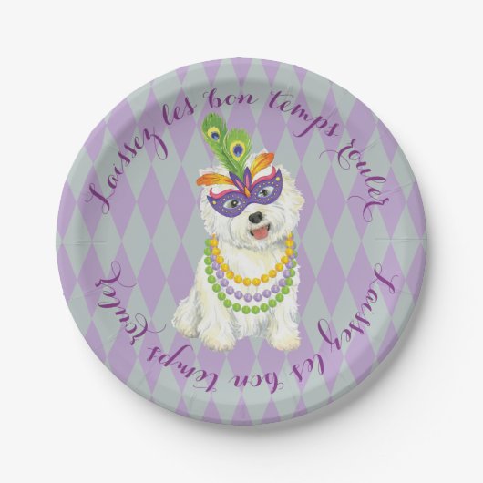 Mardi Gras Westie Papieren Bordje (Voorkant)