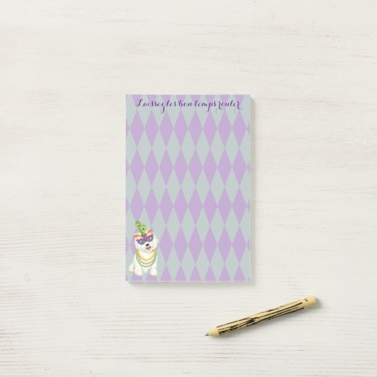Mardi Gras Westie Post-it® Notes (Op bureau)