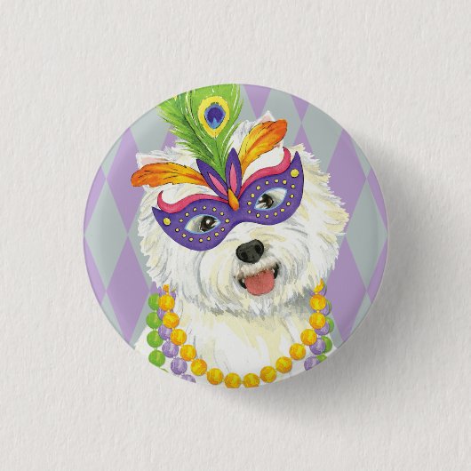 Mardi Gras Westie Ronde Button 3,2 Cm (Voorkant)