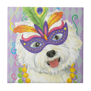 Mardi Gras Westie Tegeltje