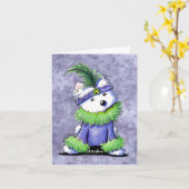 Mardi Gras Westie Terrier Kaart (Gele Bloem)