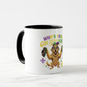 Mardi Gras Who's Your Goldendaddy" Golden Retrieve Mok (Voorkant links)