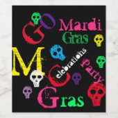 MARDI GRAS WIJN ETIKET (Enkel label)