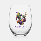 Mardi Gras Wijnglas Zonder Voet (Voorkant)