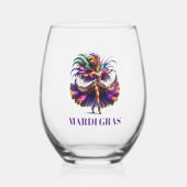 Mardi Gras Wijnglas Zonder Voet (Voorkant)