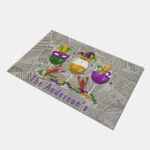 Mardi Gras wijnglazen en rivierkreeften op maat Deurmat (Schuin)