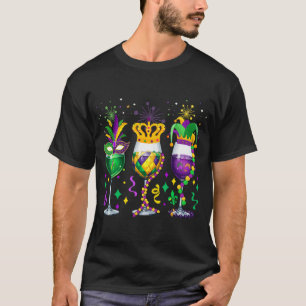 Mardi Gras wijnglazen masker T-shirt