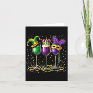 Mardi Gras Wine Gles Design – Grappig Vet Dri Dri Kaart