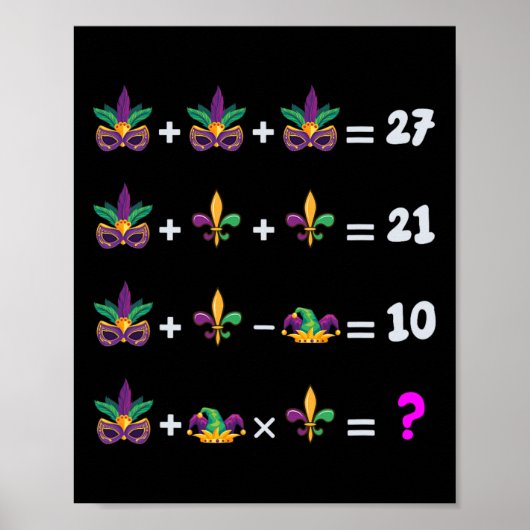 Mardi Gras Wiskunde Vergelijking Voor Leraar Stude Poster (Voorkant)