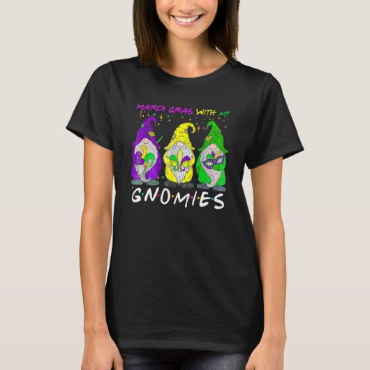 Mardi Gras With My Gnomies Three Gnome Costume Gif T-shirt (Voorkant)