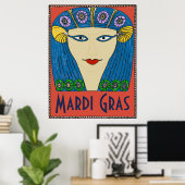 Mardi Gras Woman Face Poster (Thuiskantoor)