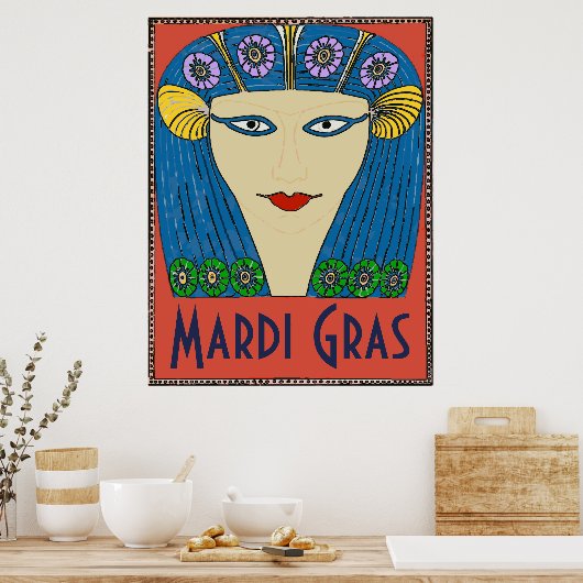 Mardi Gras Woman Face Poster (Keuken)